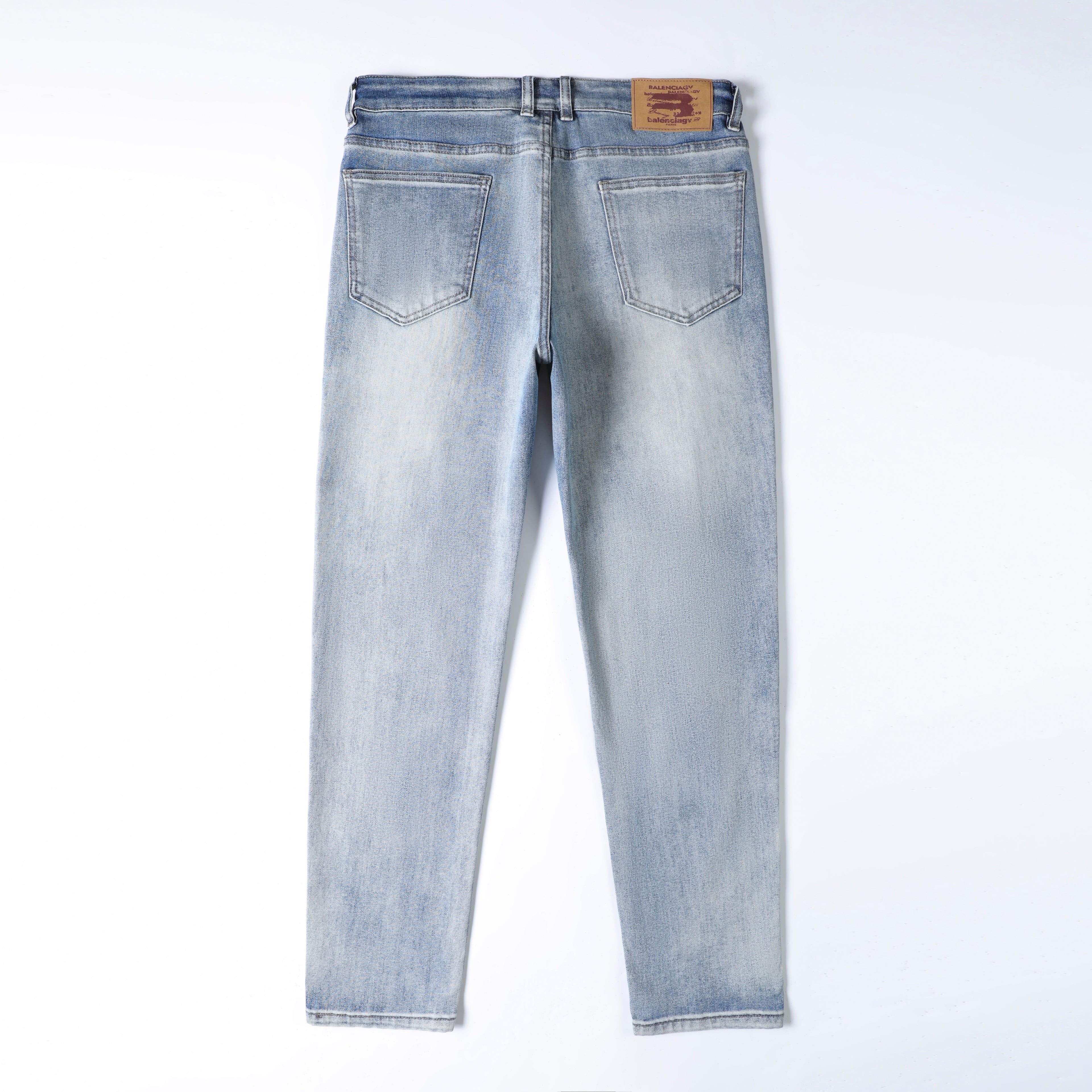 Men’s Light Wash Ripped Jeans – Slim Straight Distressed Denim Pants with Bleached Wash Detail