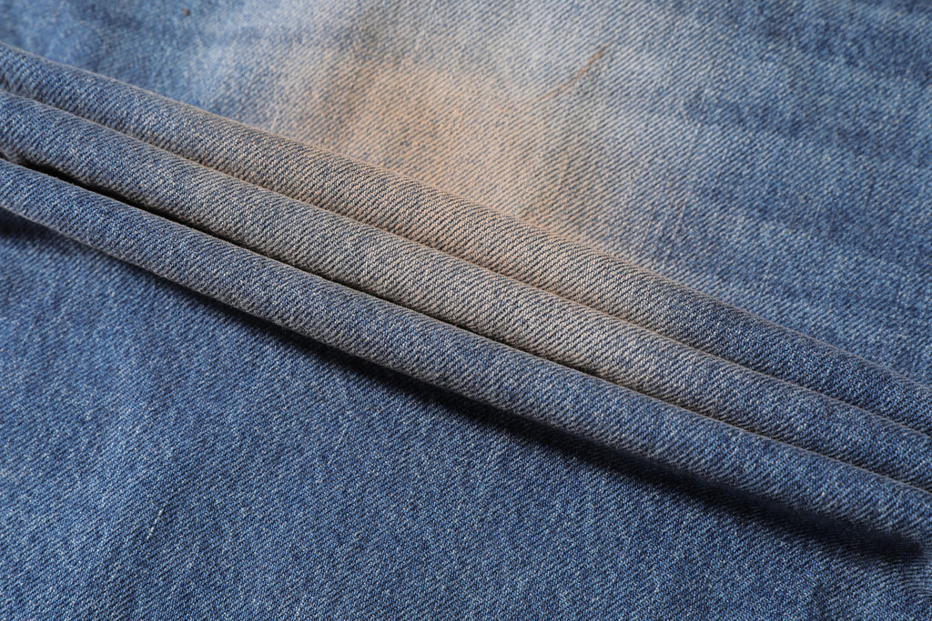 Men's Baggy Wide Leg Jeans - Vintage Dark Blue Sand Wash Distressed Denim