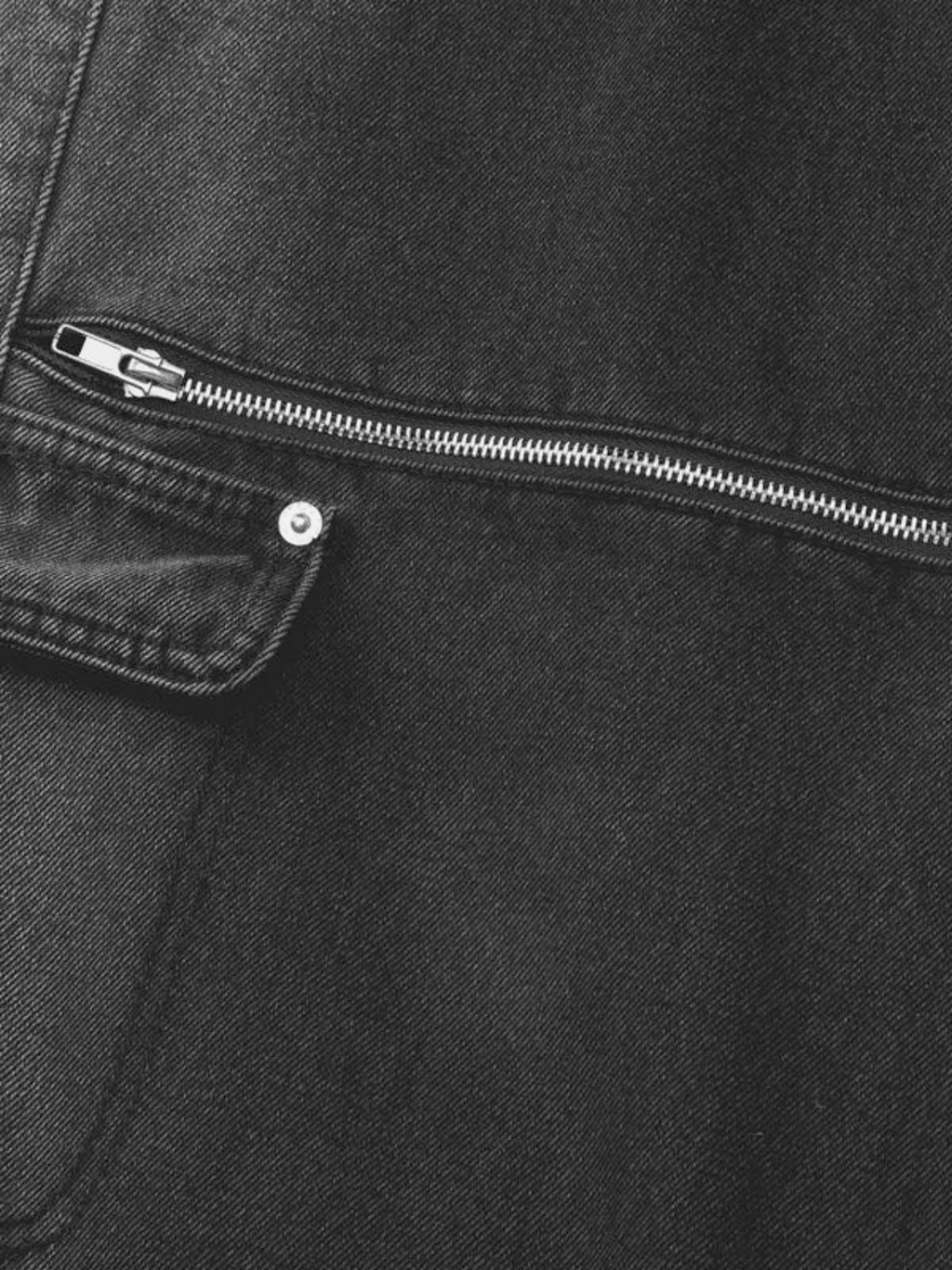 Black Detachable Cargo Jeans | Multi-Pocket Wide Leg Denim Pants with Zipper Cut