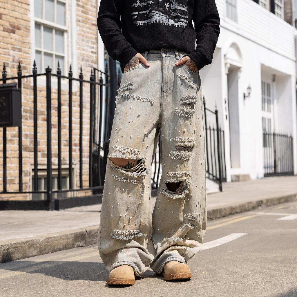 Main product image of men's baggy distressed jeans