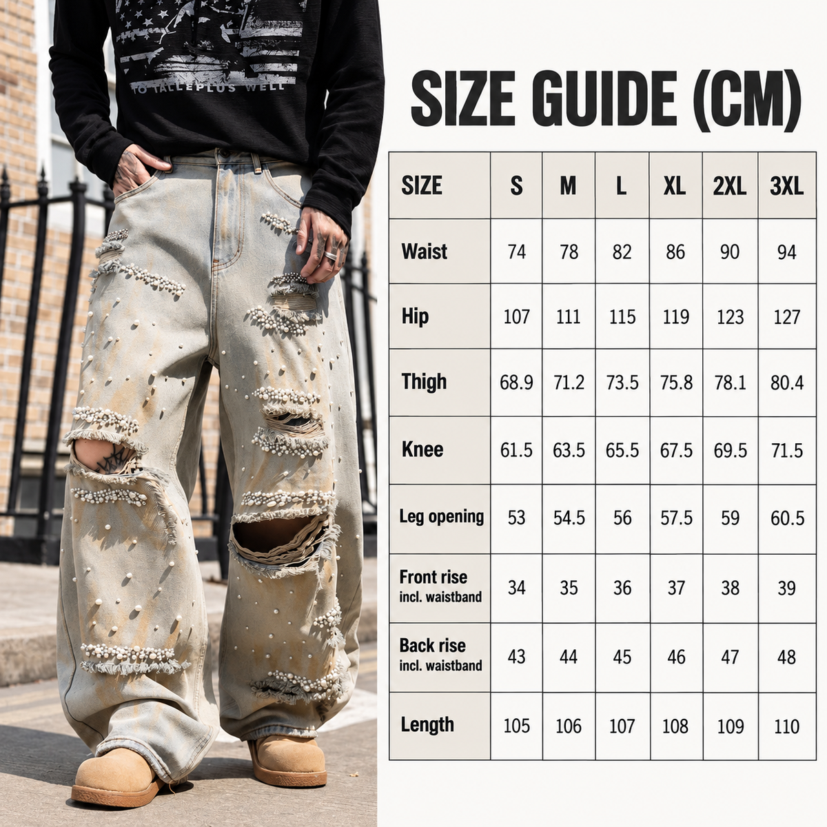 Size chart in centimeters for style 826009