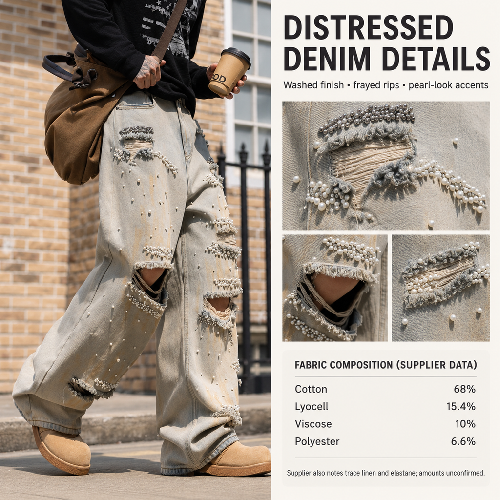 Denim details and fabric composition for style 826009