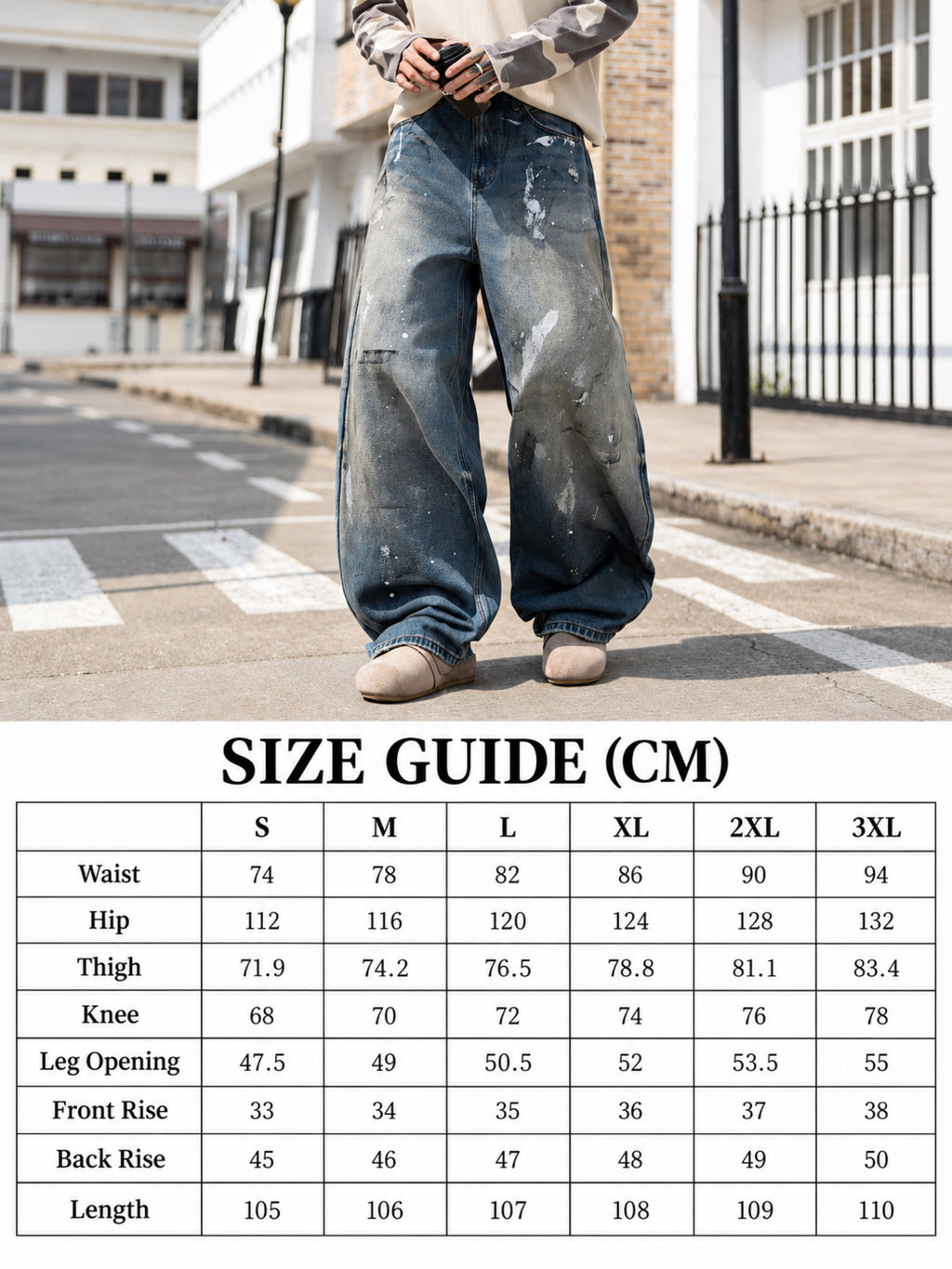 Size chart in centimeters for style 826015