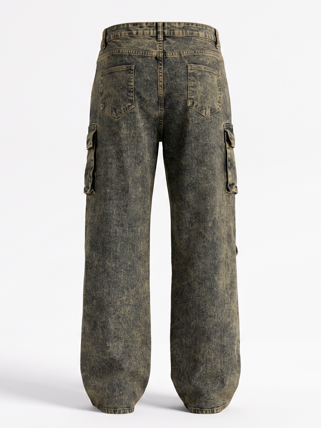 Men's Vintage Mineral Wash Cargo Jeans - Multi-Pocket Loose Straight Leg Denim Pants