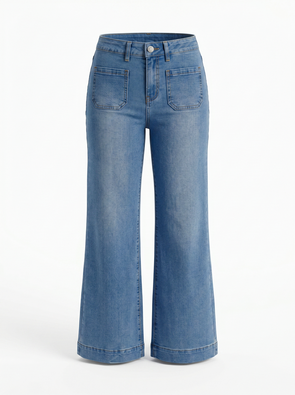 Women's High Waist Flare Jeans - 3 Colors: White, Dark Blue, Medium Blue