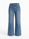 Women's High Waist Flare Jeans - 3 Colors: White, Dark Blue, Medium Blue
