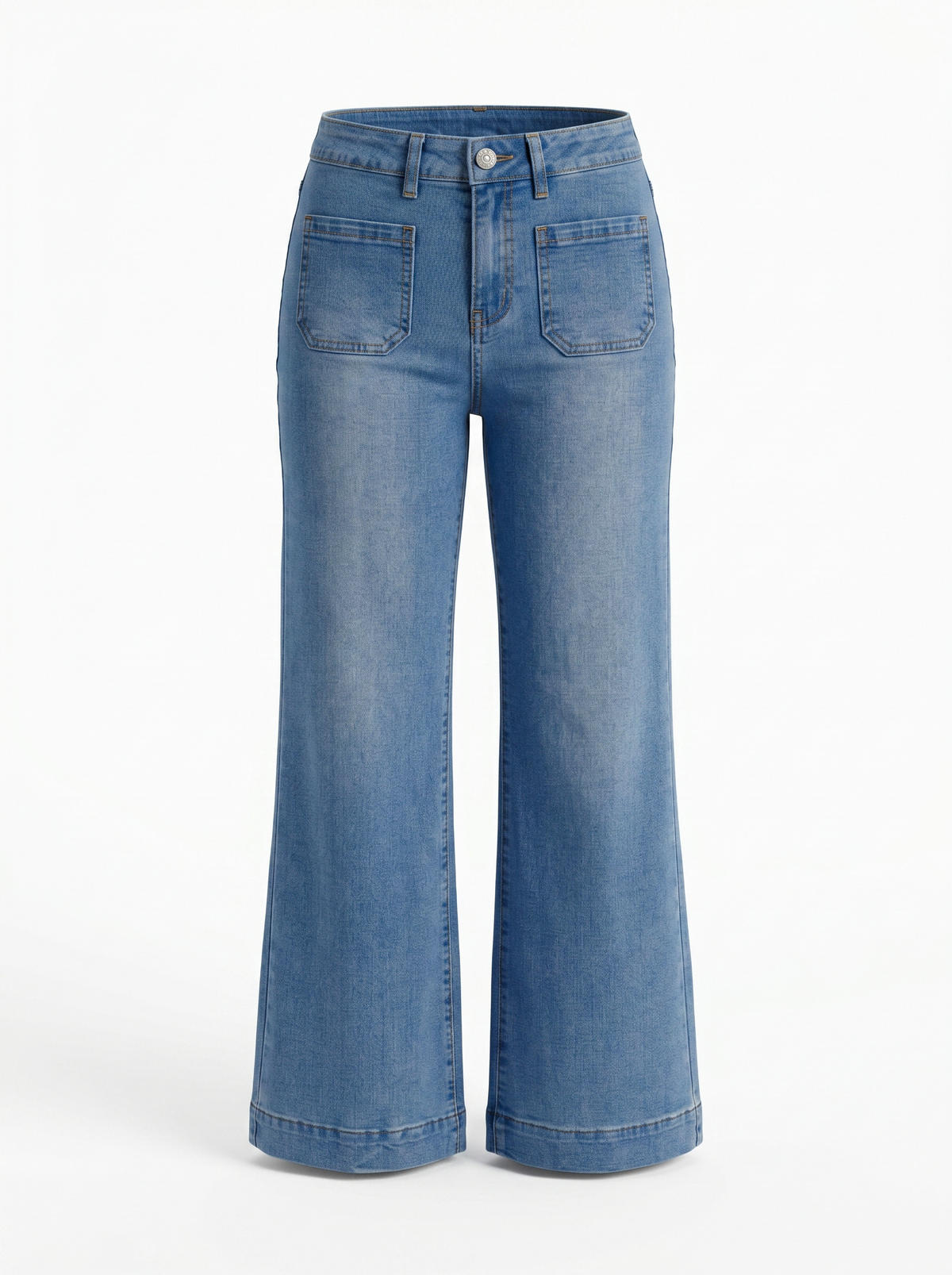 Women's High Waist Flare Jeans - 3 Colors: White, Dark Blue, Medium Blue