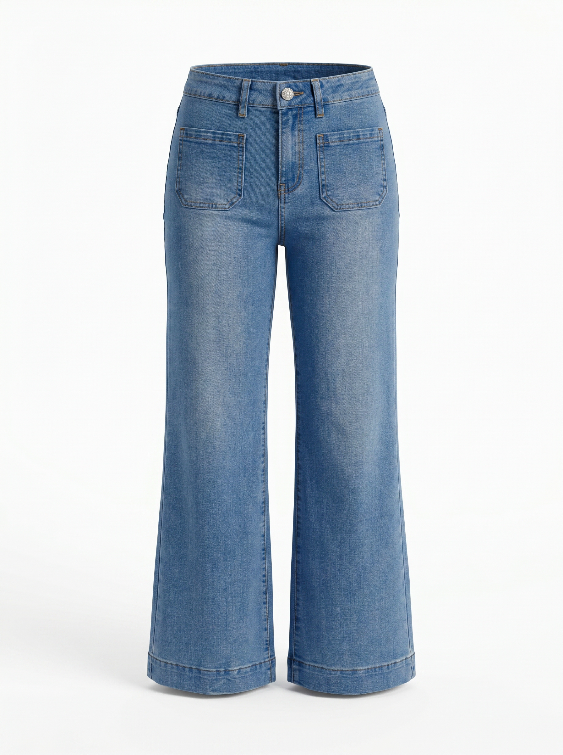Women's High Waist Flare Jeans - 3 Colors: White, Dark Blue, Medium Blue