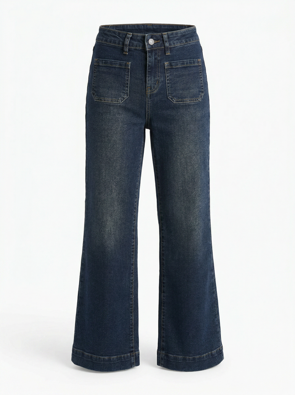 Women's High Waist Flare Jeans - 3 Colors: White, Dark Blue, Medium Blue