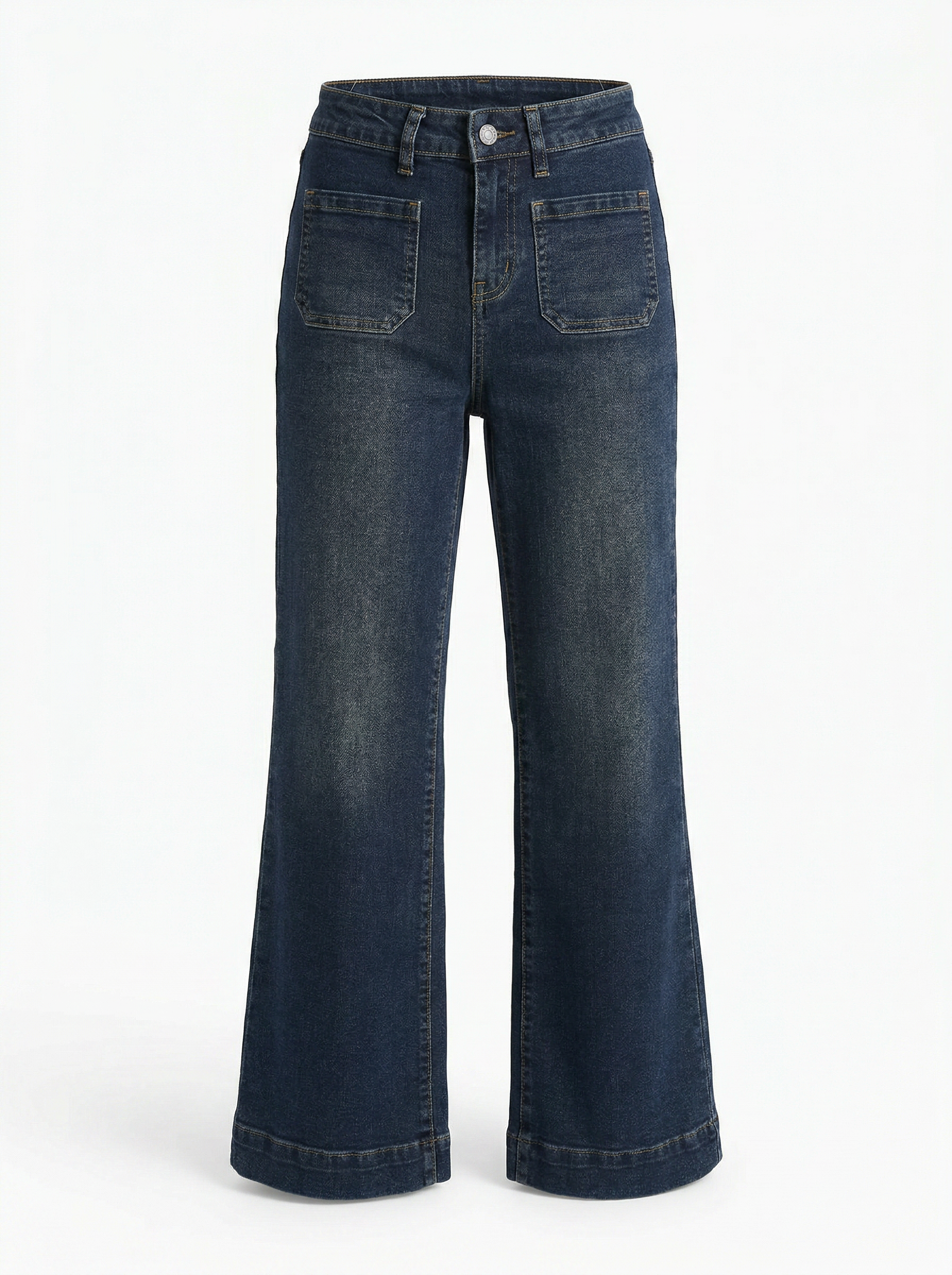 Women's High Waist Flare Jeans - 3 Colors: White, Dark Blue, Medium Blue